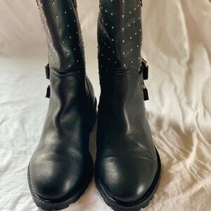 Banana Republic Black Combat/Moto Boots with Studded Detailing